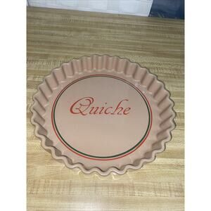 Quiche Baking Serving Dish Pan Fluted Edges Ceramic Glass 10” Diameter
